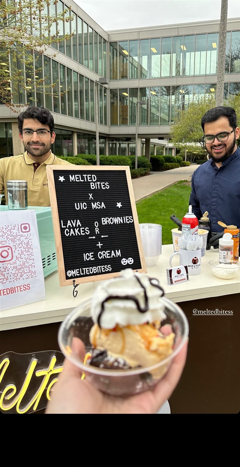 The Melted Bites founders at a college pop-up event